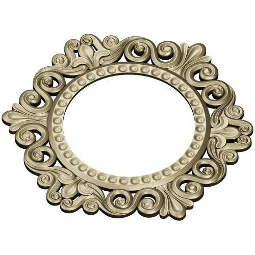 Baroque Round Frame STL for CNC - Ornate Rocaille Design