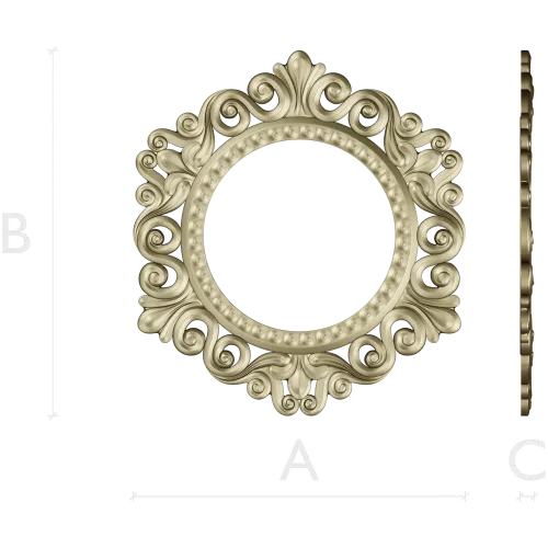 Baroque Round Frame STL for CNC - Ornate Rocaille Design
