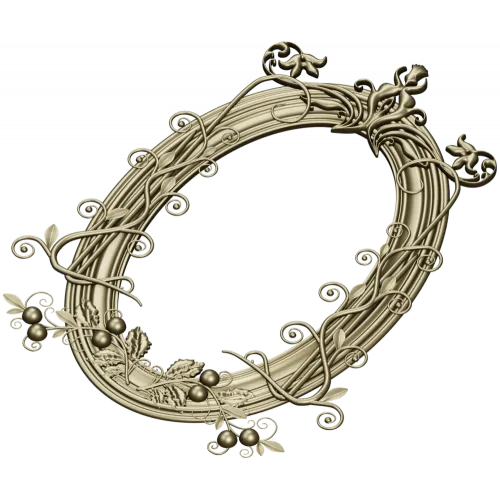 Ornate Oval Vine Frame STL 3D Model for CNC