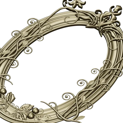 Ornate Oval Vine Frame STL 3D Model for CNC