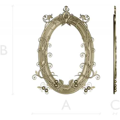 Ornate Oval Vine Frame STL 3D Model for CNC