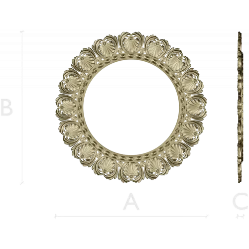 Ornate Shell Rosette - Round CNC Frame STL