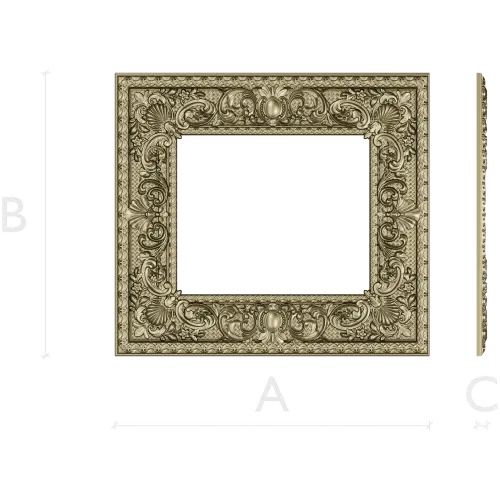 Baroque Ornate Square Frame - STL 3D model for CNC