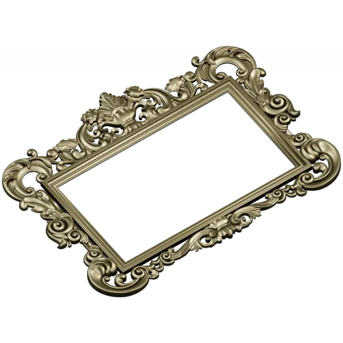 Baroque rectangular frame STL - ornate 3D model for CNC