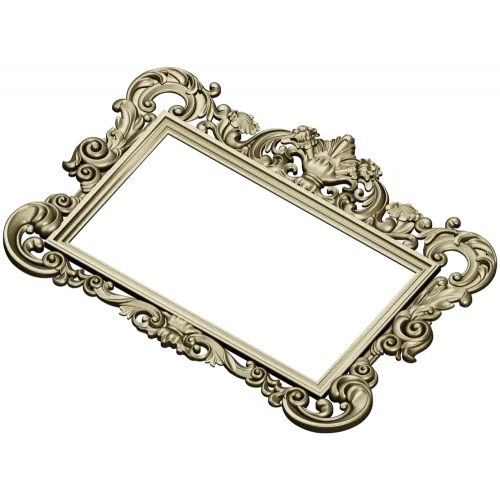 Baroque rectangular frame STL - ornate 3D model for CNC