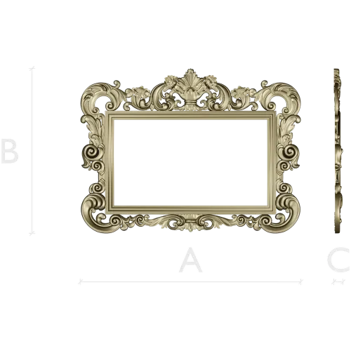 Baroque rectangular frame STL - ornate 3D model for CNC