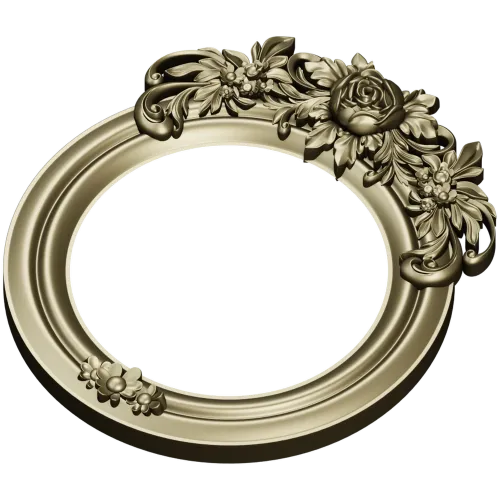Ornate Round Floral Frame - STL 3D Model for CNC