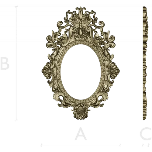 Baroque Oval Frame 3D STL Model for CNC Milling