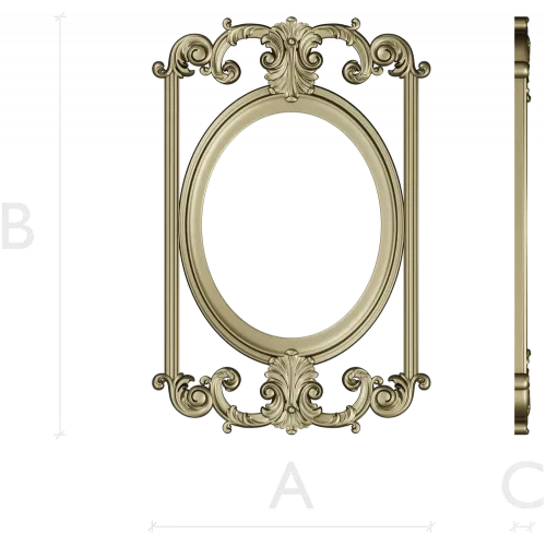 Rococo Oval Decorative Frame STL for CNC