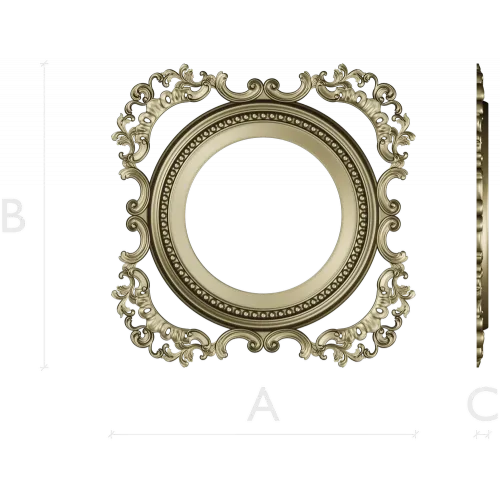 Baroque Round-in-Square Frame STL for CNC