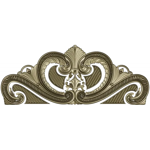 Baroque headboard crest STL 3D model for CNC carving
