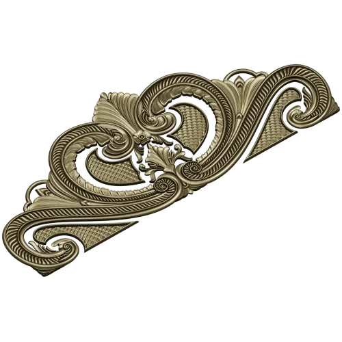 Baroque headboard crest STL 3D model for CNC carving