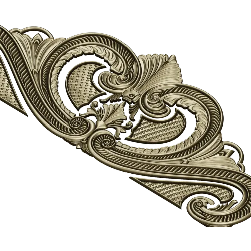 Baroque headboard crest STL 3D model for CNC carving