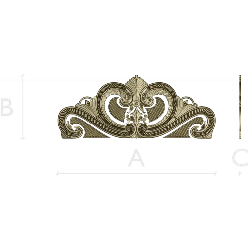 Baroque headboard crest STL 3D model for CNC carving