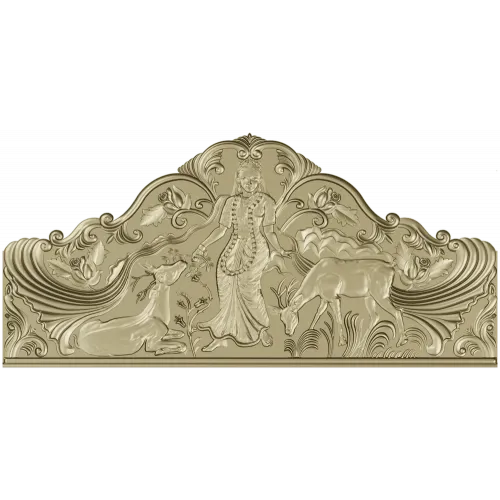 Maiden and Deer Crest - ornate STL headboard panel for CNC carving