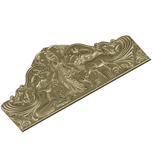 Maiden and Deer Crest - ornate STL headboard panel for CNC carving