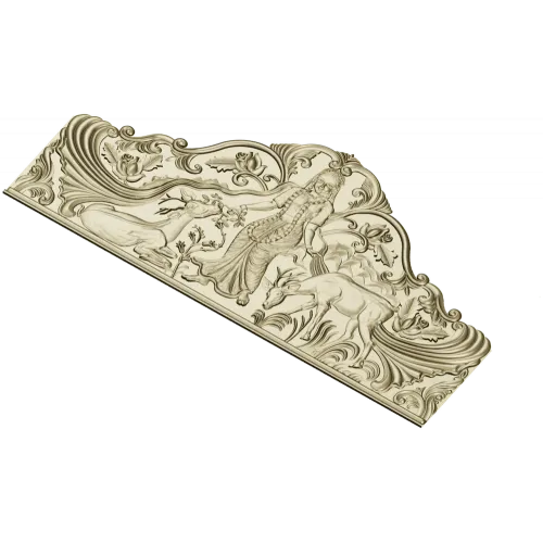 Maiden and Deer Crest - ornate STL headboard panel for CNC carving