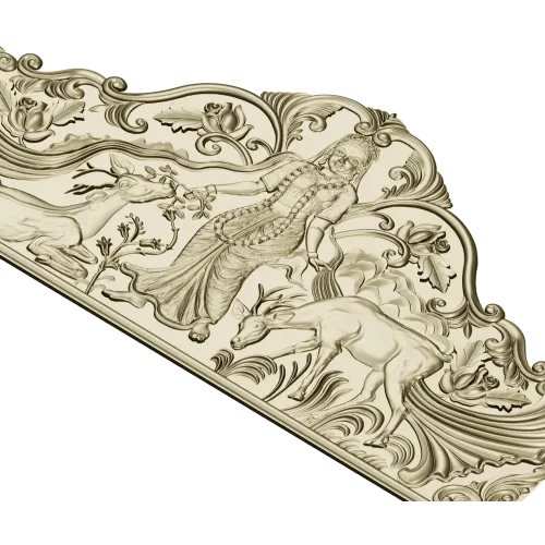 Maiden and Deer Crest - ornate STL headboard panel for CNC carving