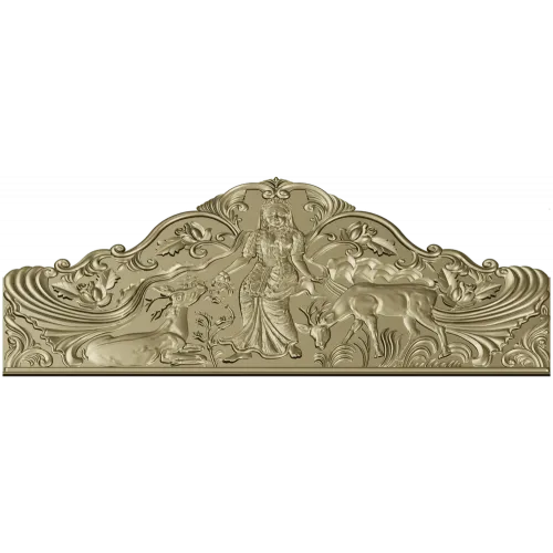 Maiden and Deer Crest - ornate STL headboard panel for CNC carving