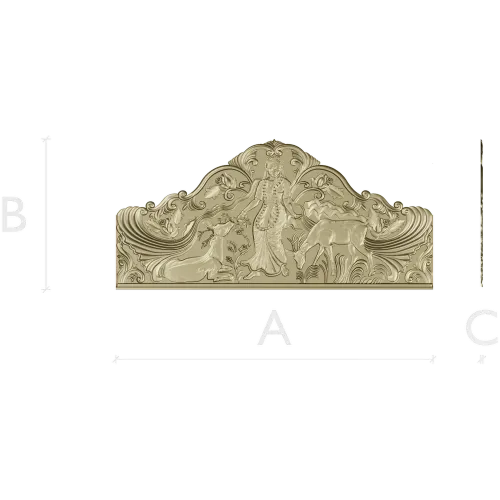 Maiden and Deer Crest - ornate STL headboard panel for CNC carving