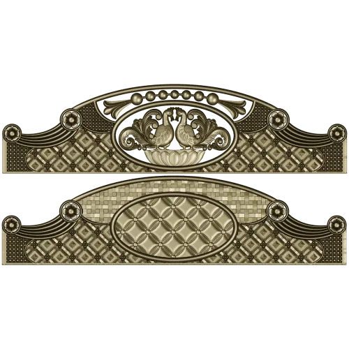 Headboard Frieze STL - Avian Cartouche & Tufted Medallion