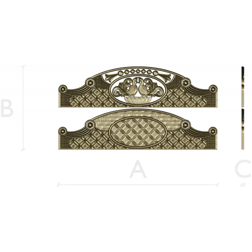 Headboard Frieze STL - Avian Cartouche & Tufted Medallion