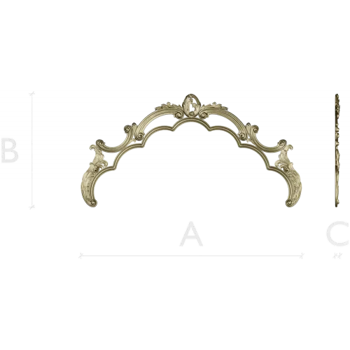 Rococo headboard crest STL for CNC