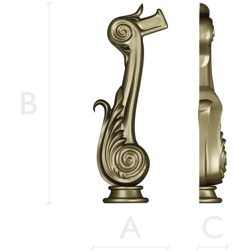 Acanthus Scroll Furniture Leg - STL 3D model for CNC