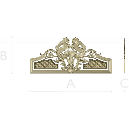 Baroque Headboard Crest - High-Relief STL 3D Model for CNC