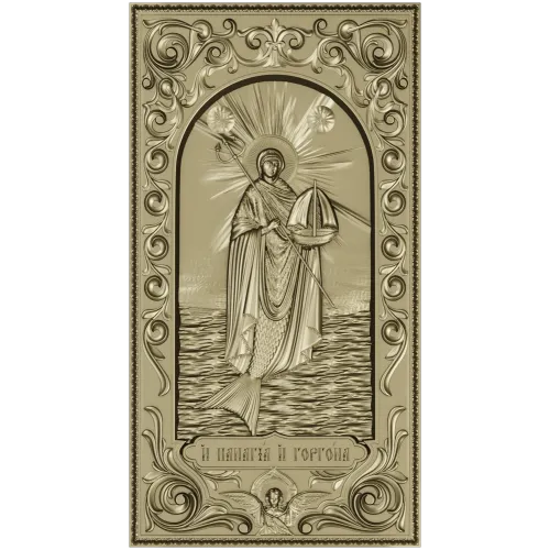 Panagia and Gorgona - high-relief religious panel STL for CNC