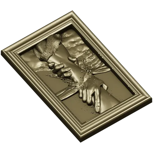 Hand of Jesus - high-relief framed panel STL for CNC carving