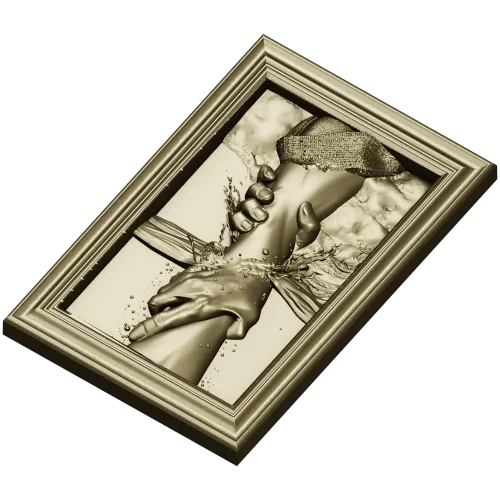 Hand of Jesus - high-relief framed panel STL for CNC carving