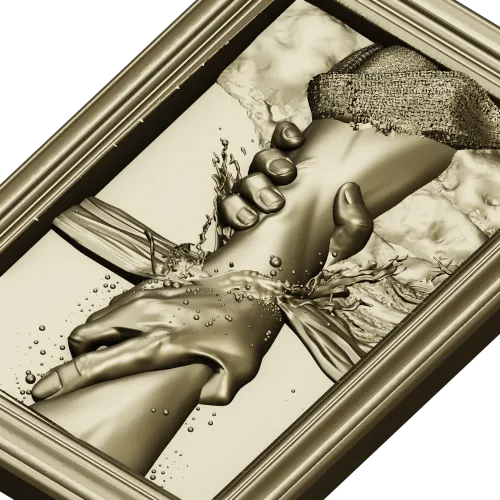Hand of Jesus - high-relief framed panel STL for CNC carving