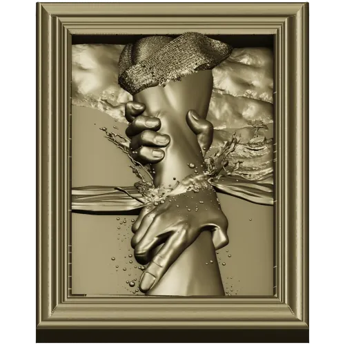 Hand of Jesus - high-relief framed panel STL for CNC carving