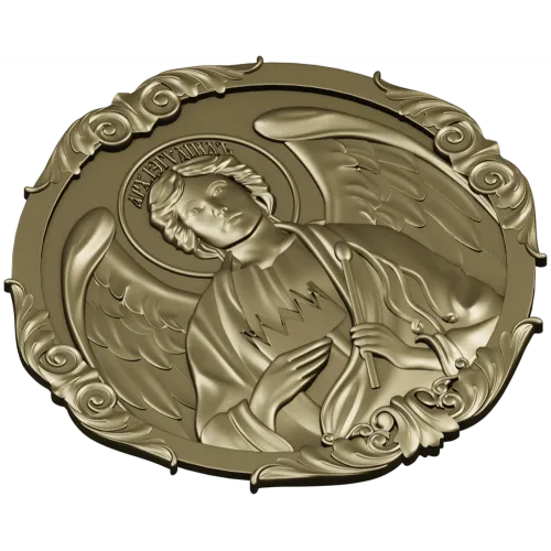 Archangel Jehudiel round medallion STL 3D model for CNC