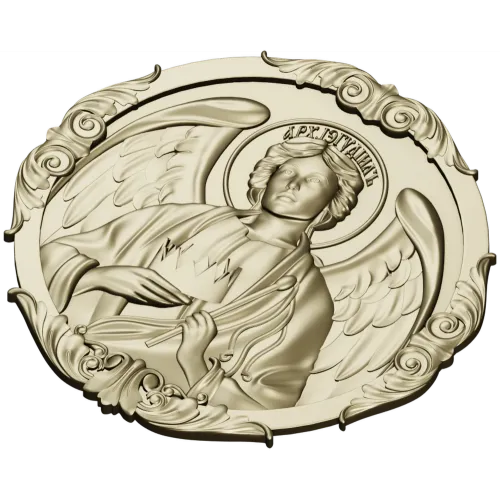 Archangel Jehudiel round medallion STL 3D model for CNC