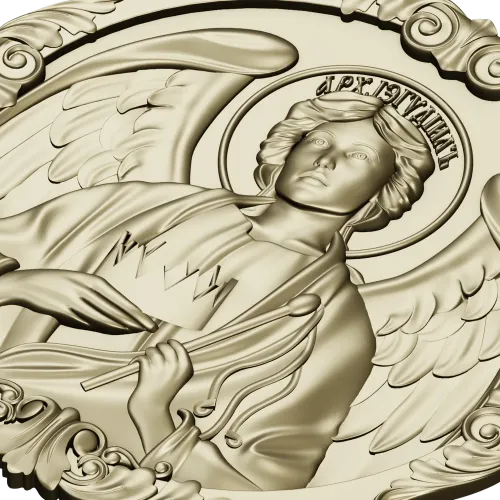 Archangel Jehudiel round medallion STL 3D model for CNC