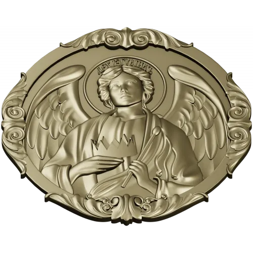 Archangel Jehudiel round medallion STL 3D model for CNC