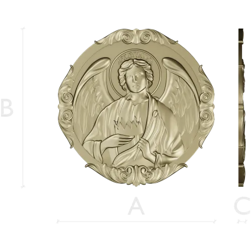 Archangel Jehudiel round medallion STL 3D model for CNC