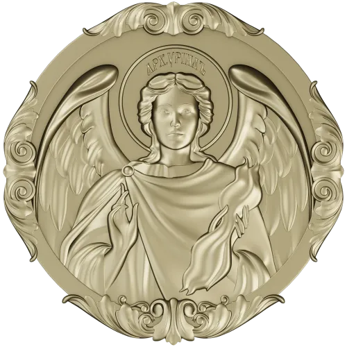Архангел Уриил - рельефная круглая икона в STL для ЧПУ