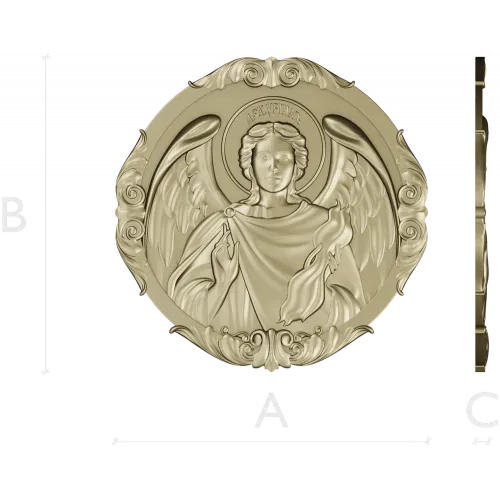 Архангел Уриил - рельефная круглая икона в STL для ЧПУ