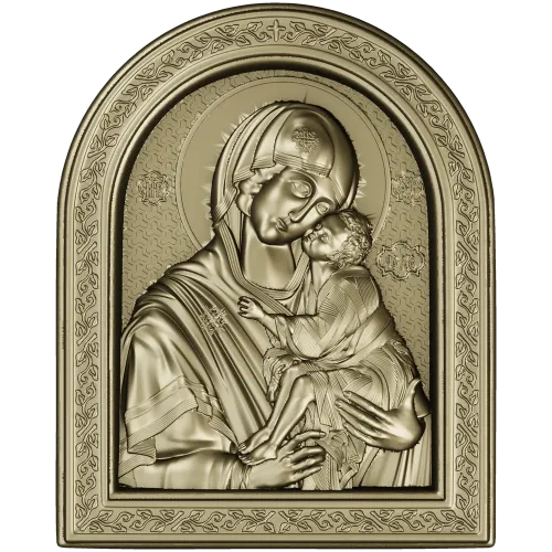 Theotokos Eleusa - arched icon relief STL for CNC