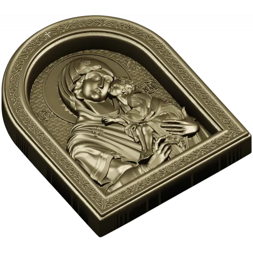 Theotokos Eleusa - arched icon relief STL for CNC