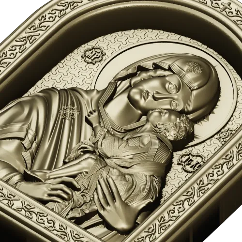 Theotokos Eleusa - arched icon relief STL for CNC