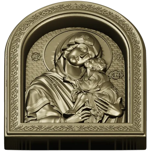 Theotokos Eleusa - arched icon relief STL for CNC