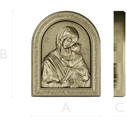 Theotokos Eleusa - arched icon relief STL for CNC