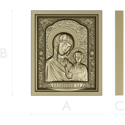 Казанская икона в рельефе - STL модель для ЧПУ