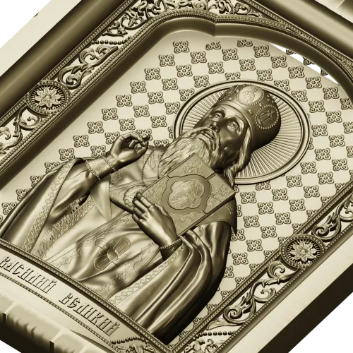Saint Basil the Great - high relief icon panel STL for CNC