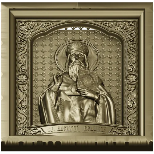 Saint Basil the Great - high relief icon panel STL for CNC