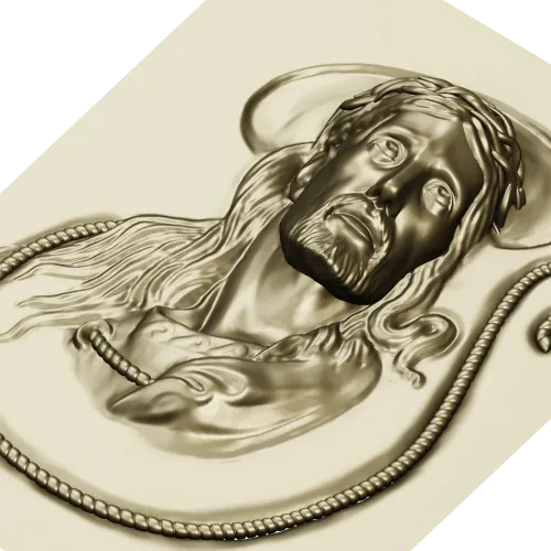 Jesus Christ high-relief STL panel for CNC milling